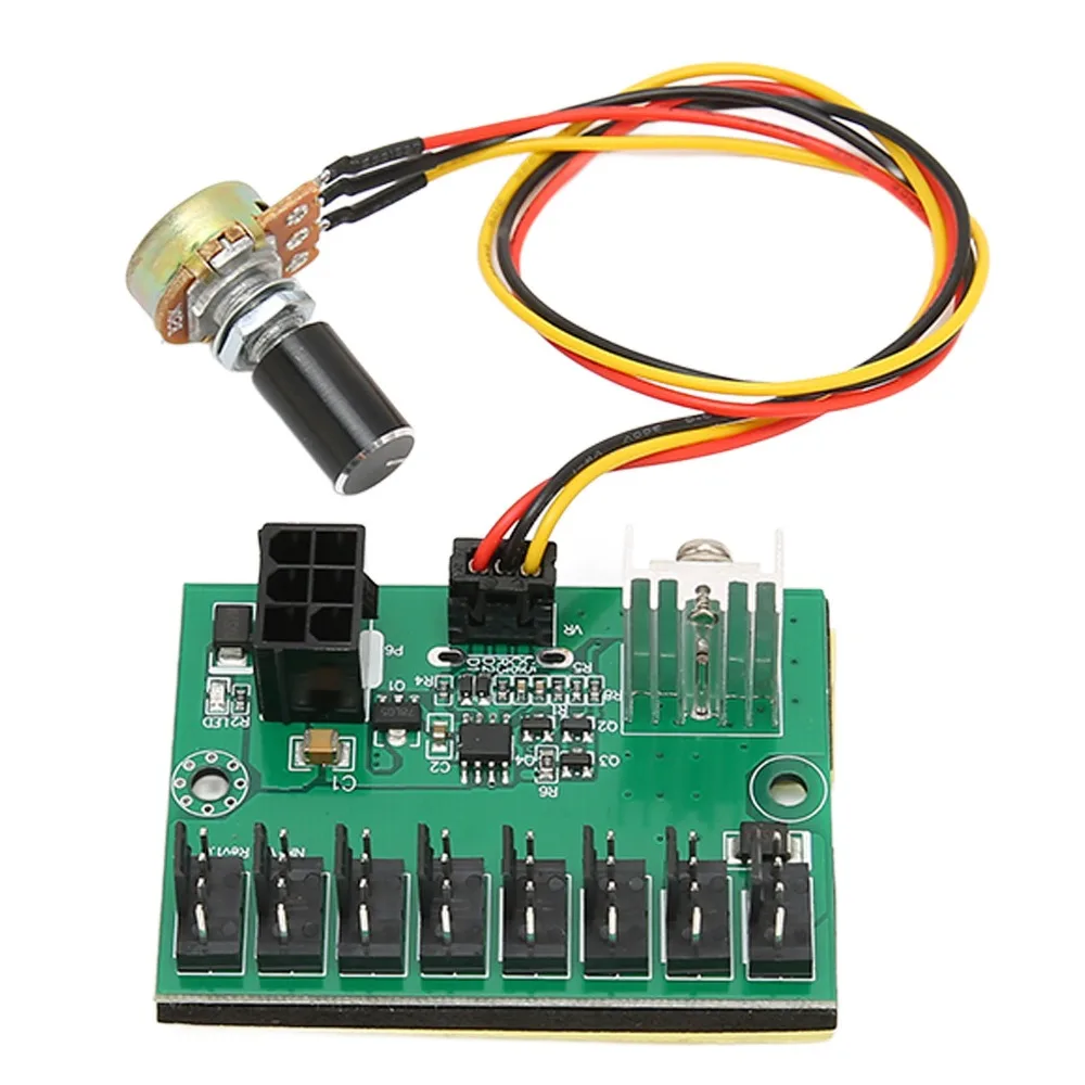 2 Pin 3 Pin 4 Pin PC Fan Hub 8 Way Splitter 6 Pin Power Port Fan Speed Controller Plug and Play Cooling Fan Hub Gaming PC