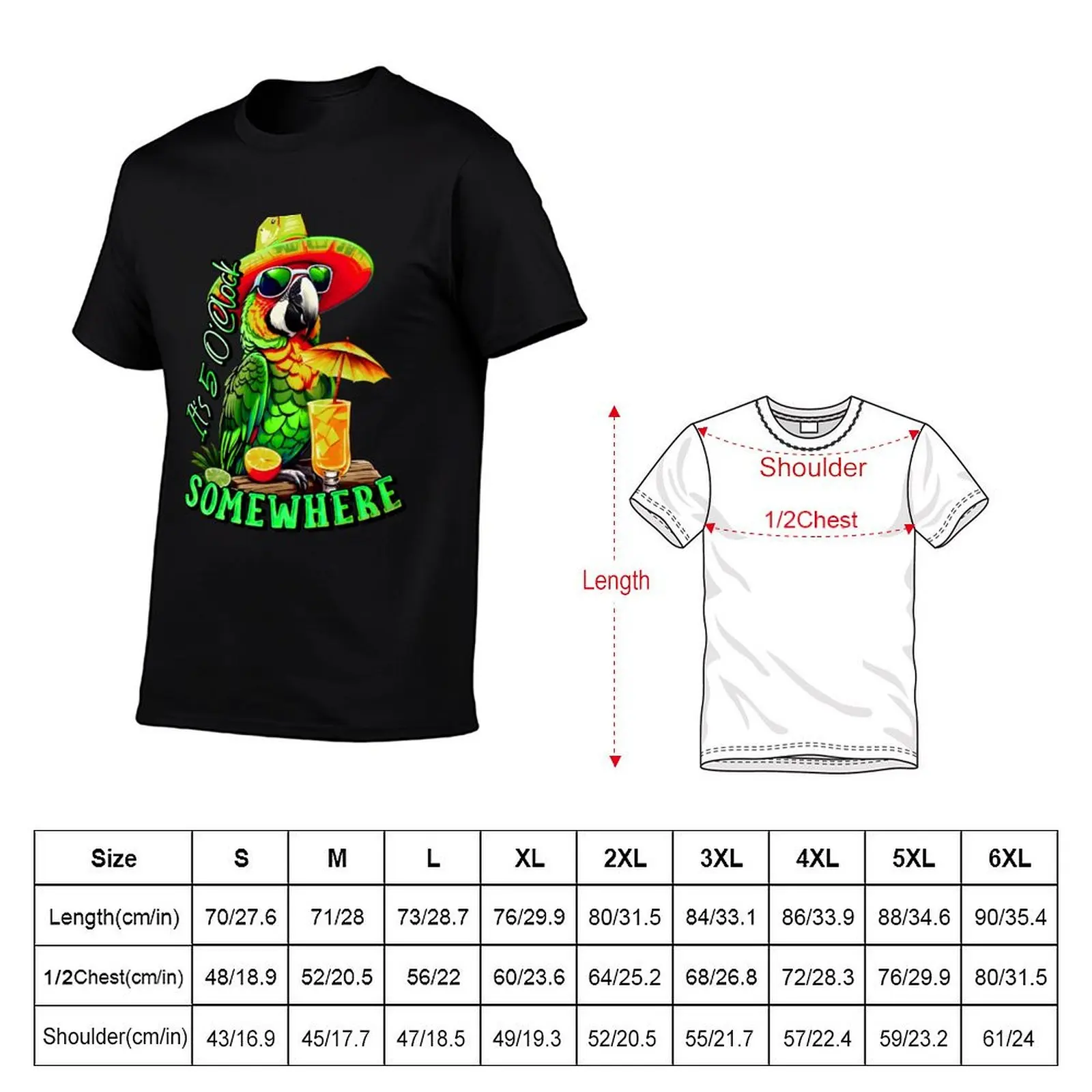 It's 5 o'clock somewhere Tropical Parrot T-Shirt sublime aesthetic clothes Aesthetic clothing Short sleeve tee men