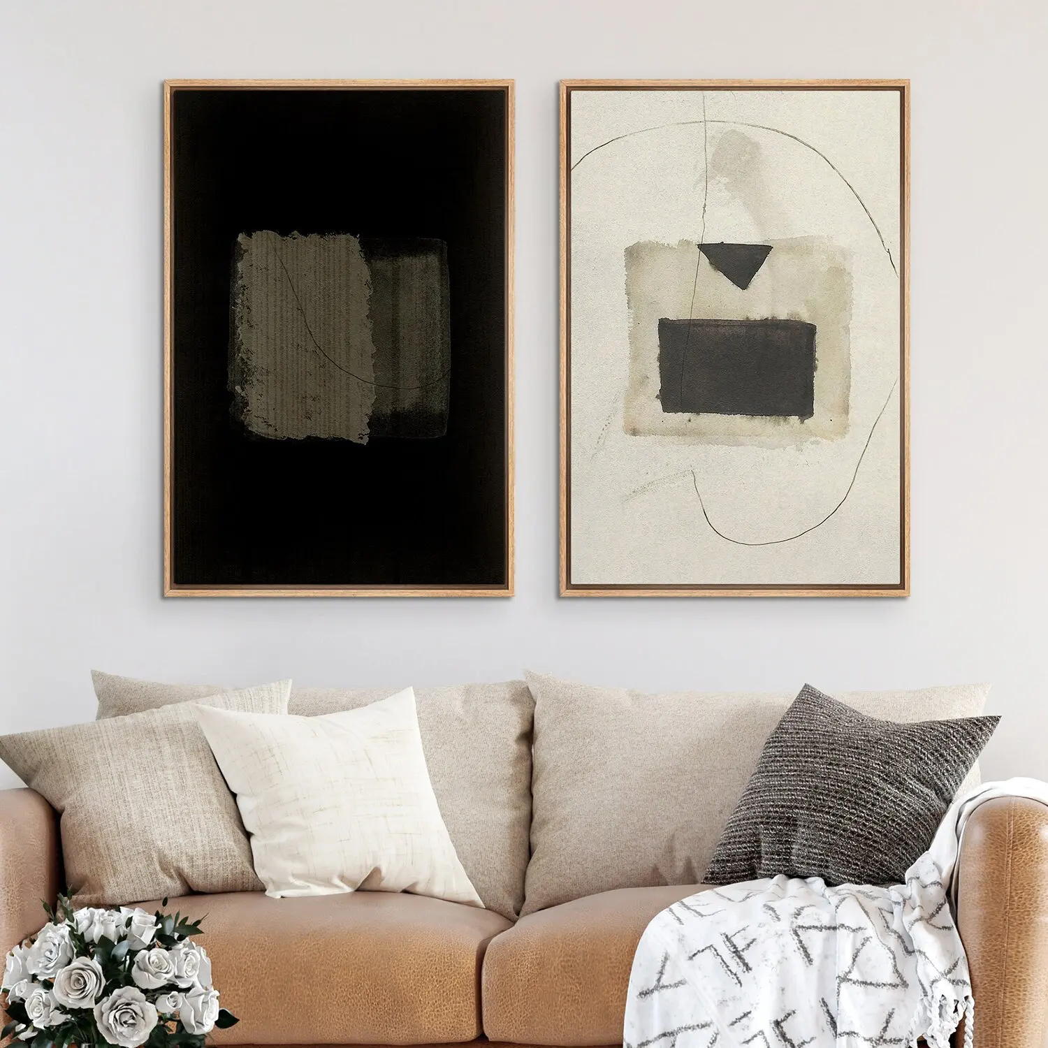 2pcs Artistic Abstract Geometric Canvas Wall Art Prints, No Framed Ink Artwork,  Indoor Decor for Home, Office, Living Room, Bed