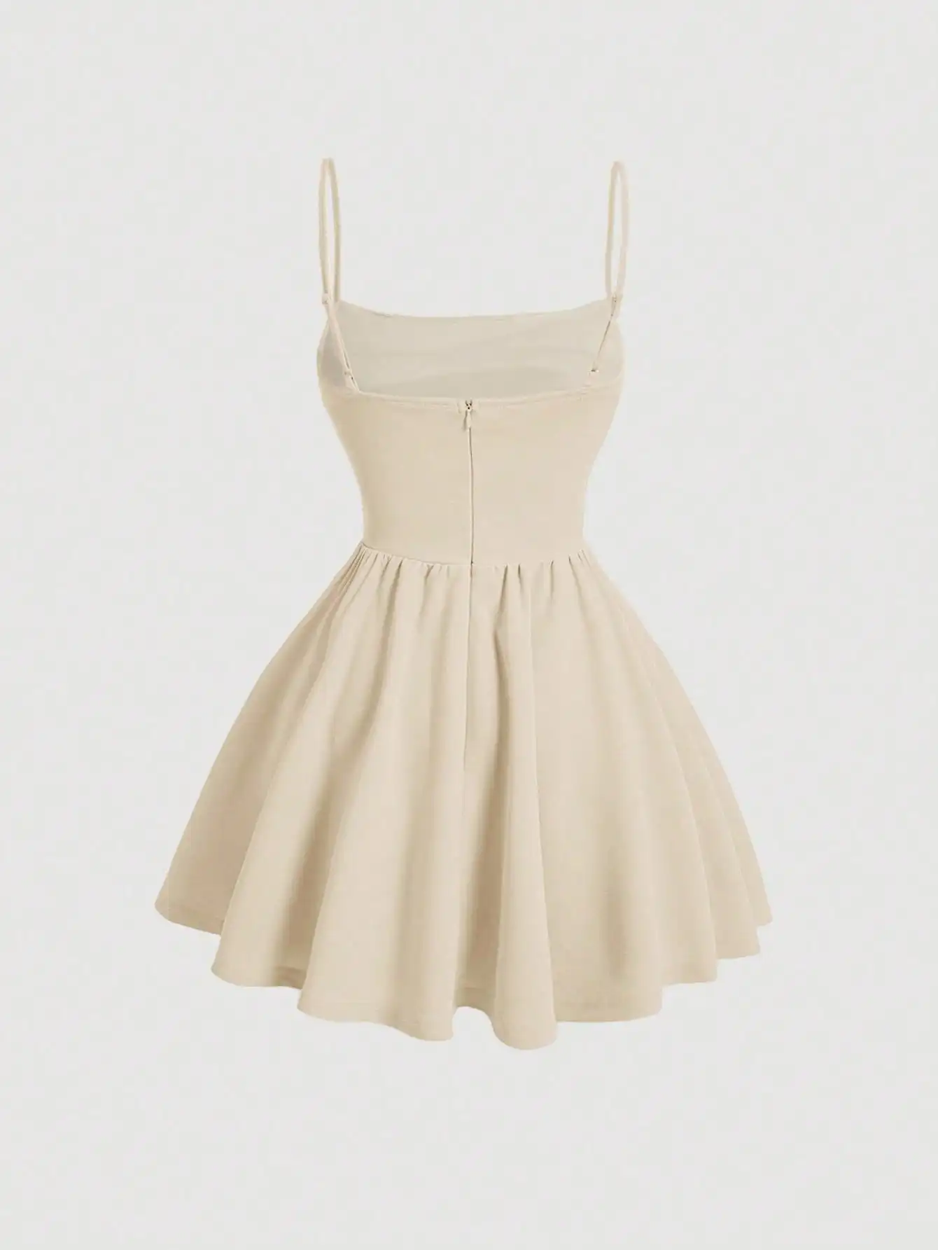 Solid Ruched Cami White Corset Structure Summer Dress,White Graduation Dress