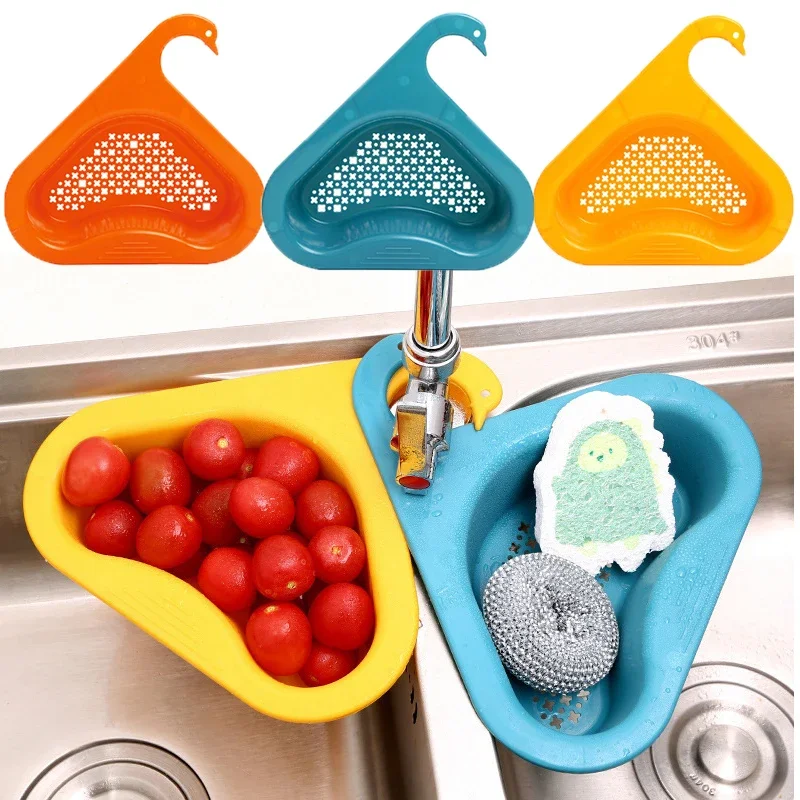 Swan Shape Kitchen Sink Multifunctional Sink Filter Shelf Fruit Vegetable Drainer Sponge Rack Storage Tool Basket Assessories