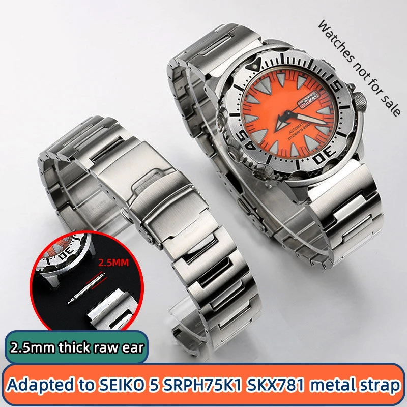 Stainless steel bracelet for SEIKO No.5 steel watchband Red Toothed Water Ghost Little Monster SRPH75K1 SKX781 779 watch strap