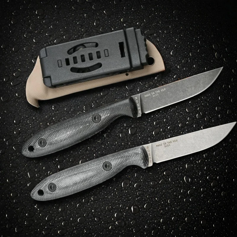 DC53 Steel Linen Knife Handle Outdoor Camping Tactical Knife Survival Hunting Knife EDC Tactical Military Gear With Kydex Sheath