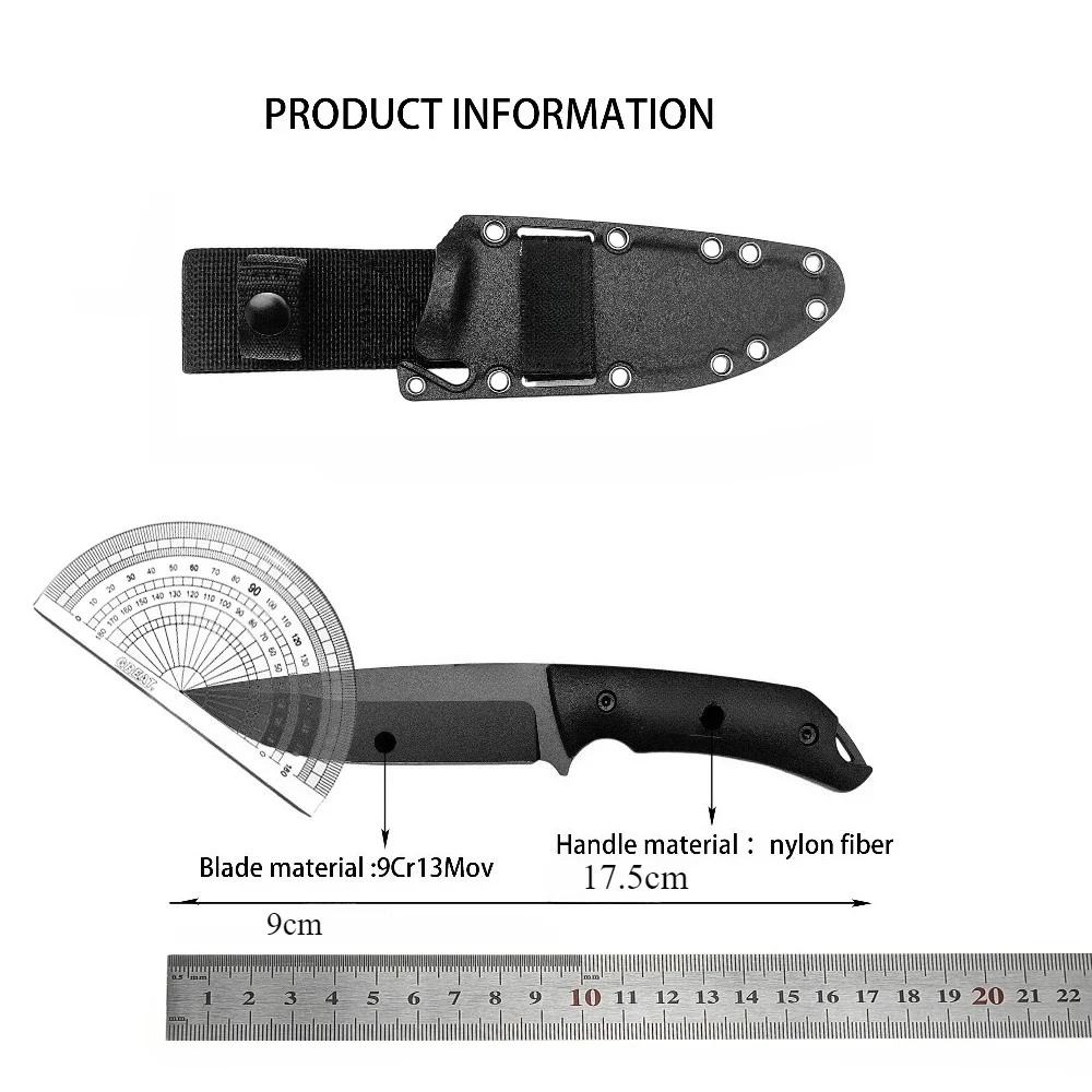KB 7503 سكين مستقيم عالي الجودة 9Cr13Mov شفرة ألياف النايلون مقبض مقاومة للصلابة بقاء المحمولة سكين الدفاع عن النفس