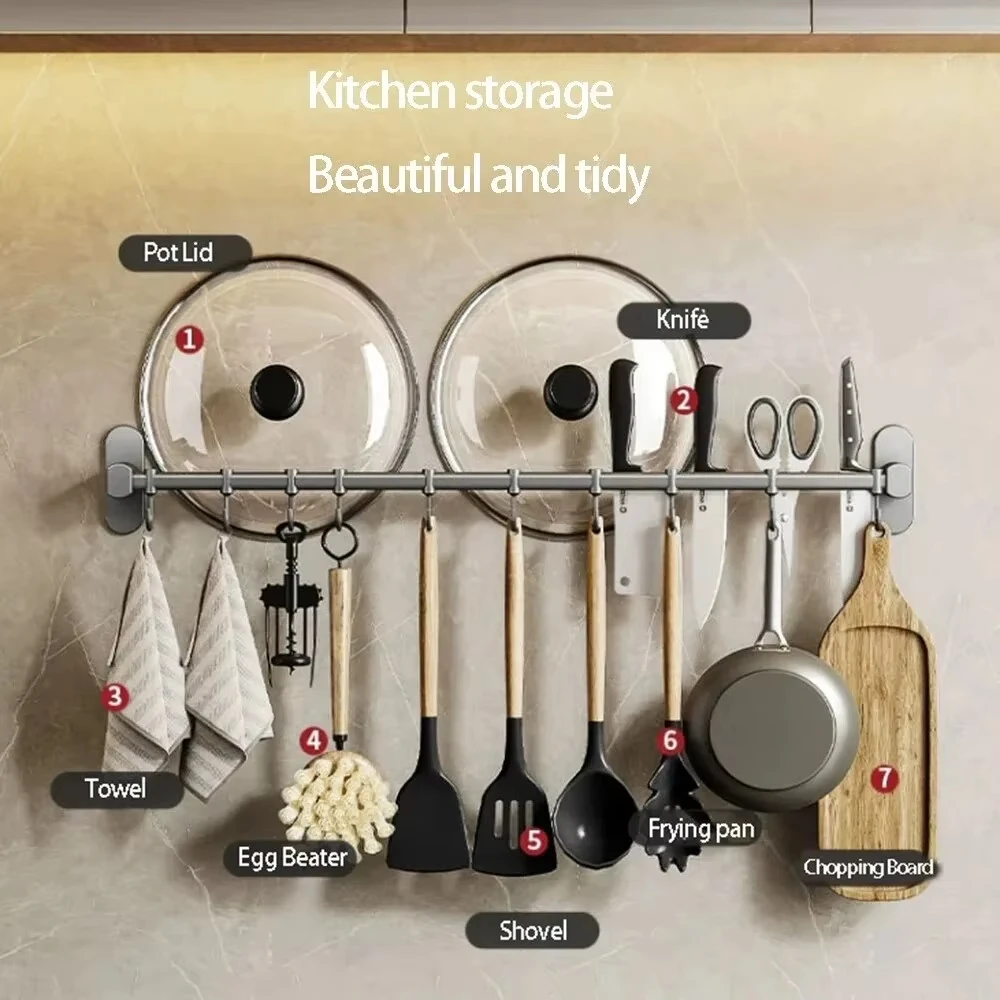 Kitchen Organizer Wall Hangers Rack Hooks for Kitchen Utensils Knife Holder Cutting Board Spoon Lid Storage Accessories