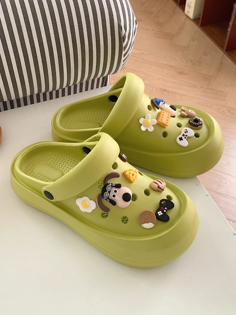 

Parent-child DIY Garden Shoes Beach Shoes Outside Sandals Cute Dog Thick Sole Anti Slip Slippers 2024 Summer Versatile Sandals