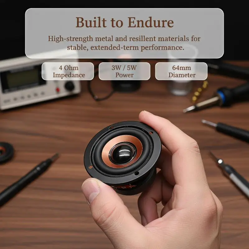 2Pcs 64mm 4  3W 5W Round Speaker, 45 Core Magnetic Bass Loudspeaker Driver DIY Parts For Mini Portable Bluetooth Subwoofer