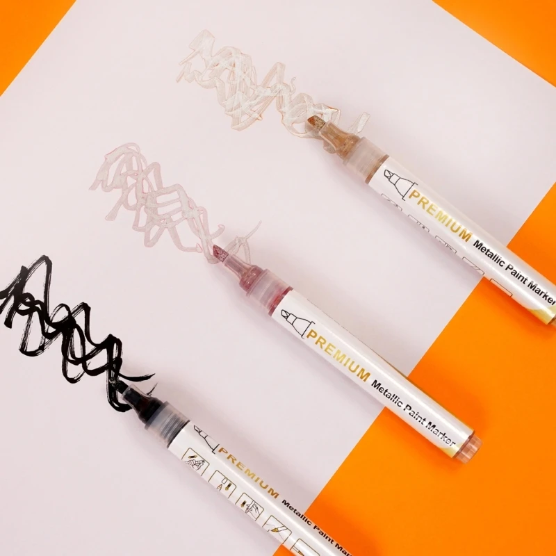 DXAB Point Metallic Markers for Rock Painting, Black Paper, Card Making
