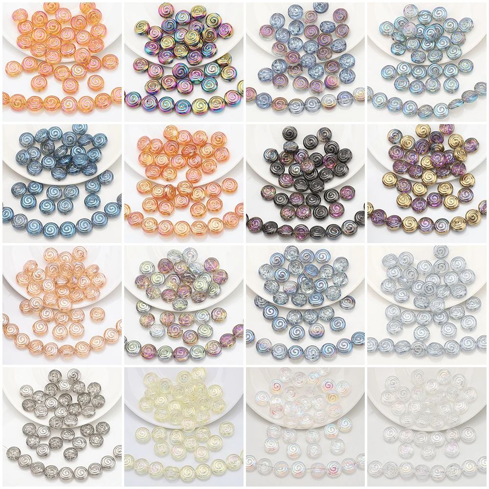 30Pcs 12mm Crystal Glass Loose Round Beads Screw Thread Shape Pendants For DIY Making Jewelry Earing Necklace Garment Accessory