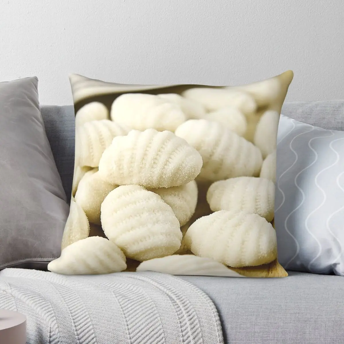 Raw Gnocchi Quadratischer Kissenbezug aus Polyester, Leinen, Samt, kreativer Reißverschluss, dekorativ für das Zimmer