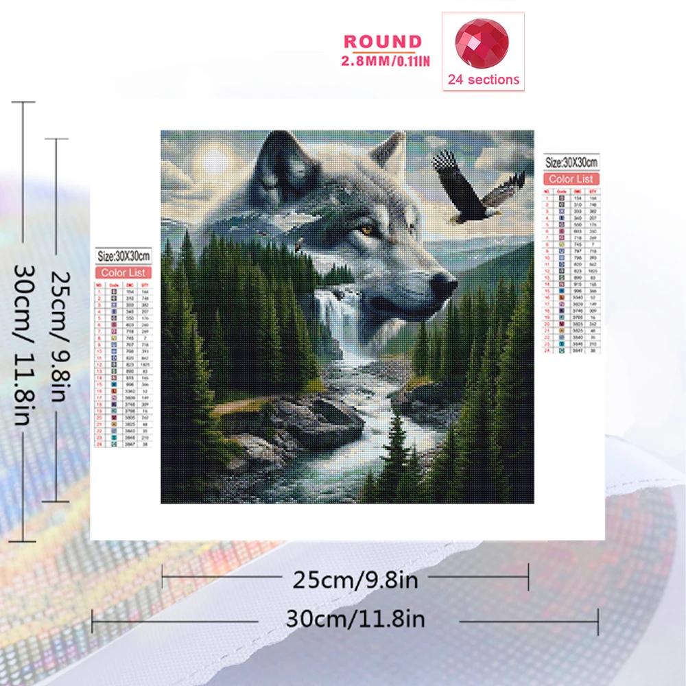 Momoart DIY Diamond Painting Wolf Animal Kits Suitable for Beginners Eagle Diamond Mosaic Waterfall Cross Stitch Handmade Gift