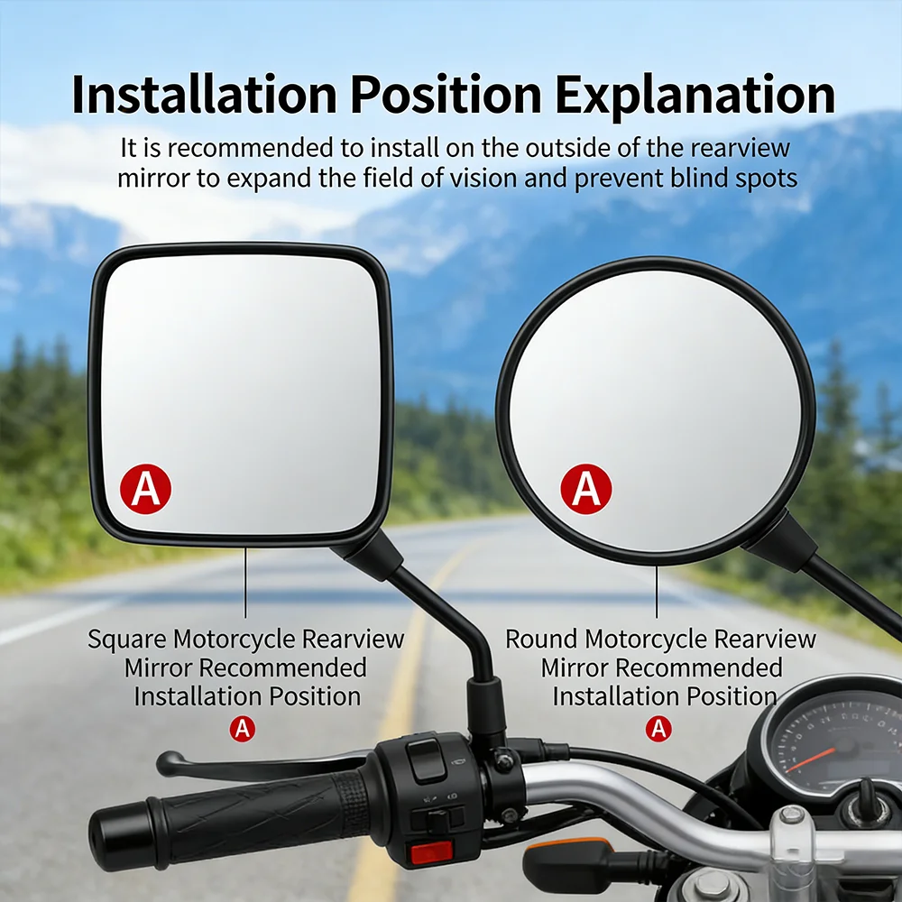 11K Motorcycle Rearview Mirror Blind Spot Large View Ultra-Wide Angle HD Universal Glass Small Round Mirror for Electric Scooter