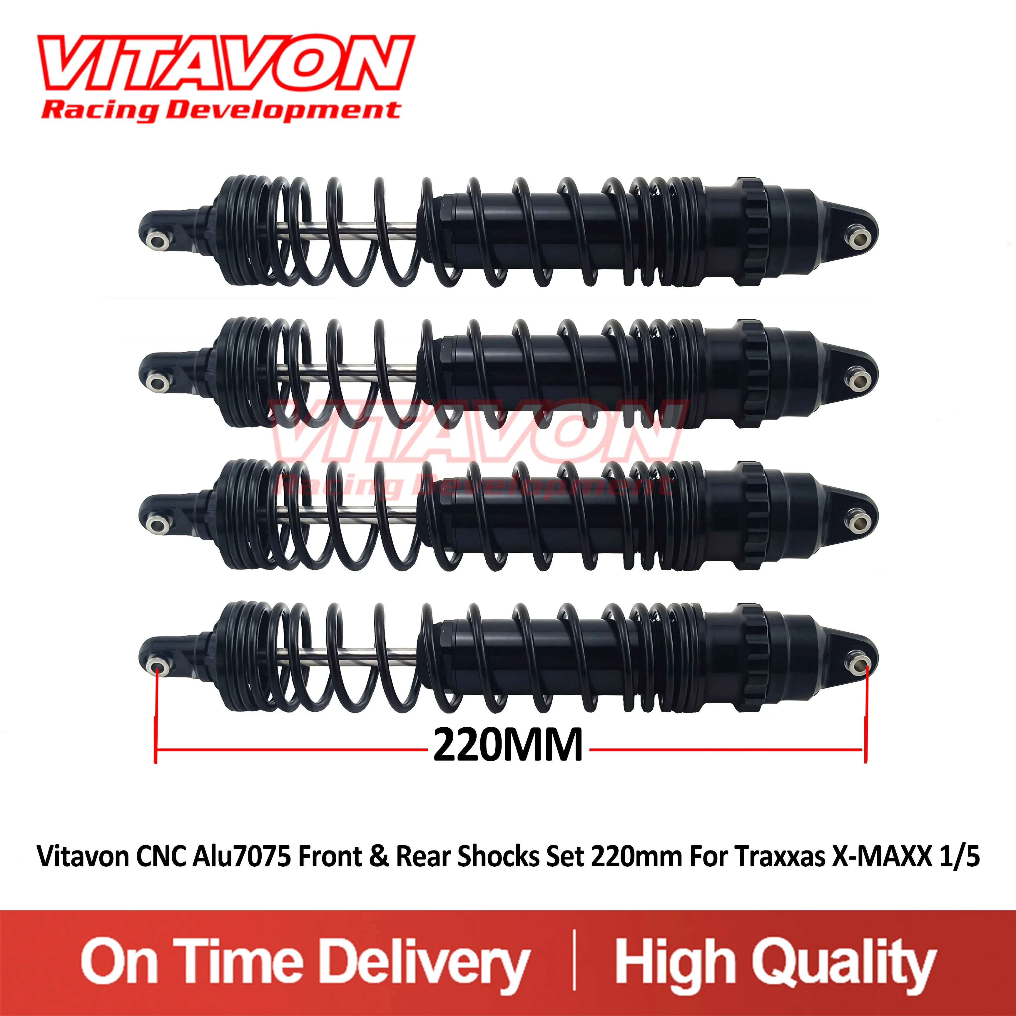 VITAVON CNC Alu7075 Front & Rear Shocks Set 220mm For Traxxas X-MAXX 1/5