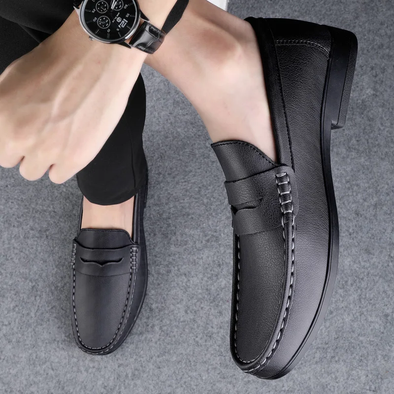 Leather Men shoes Footwear Slip on Office Man Formal Shoes outdoor Men Dress Shoes Breathable Driving Lazy Loafers Moccasins