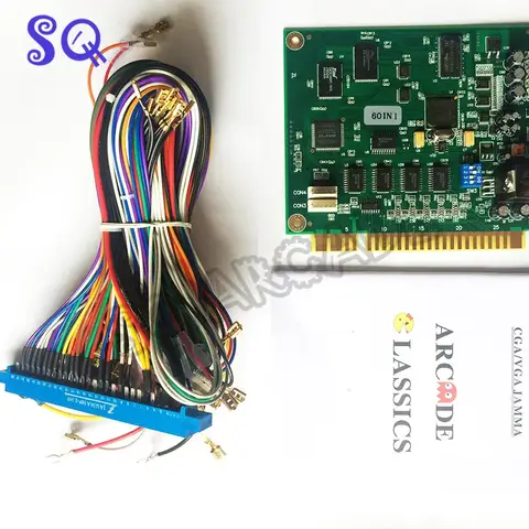 칵테일 아케이드 기계 또는 오른쪽 아케이드 게임기용 클래식 게임 PCB, 60 in 1, PCB Jamma 직조, 28P CRT VGA