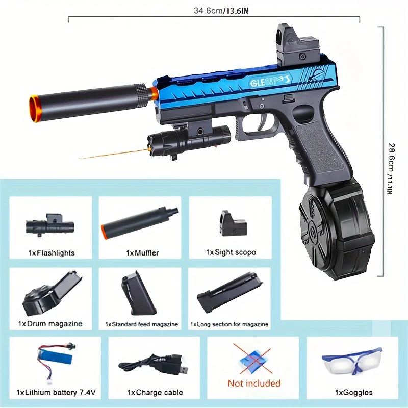 G17 Electric Gel Spray Ball High-speed Continuous Horizontal Shooting Assembly Toy Gun Team Shooting Manual Automatic Mode Gift