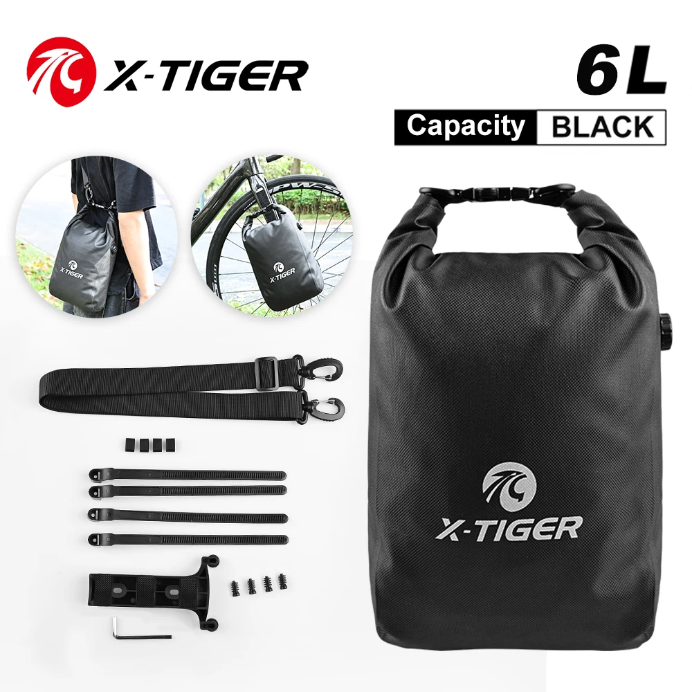 

X-TIGER Водонепроницаемая сумка для передней вилки велосипеда 6л Портативная сумка для велосипеда Сумка для электрического скутера Передняя сумка для велосипеда Сумка через плечо