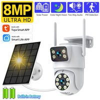 Outdoor Tuya Dual Lens Solar PTZ Camera WiFi 4K HD Security Camera Solar Panel Wireless Video Surveillance Cam Built-in Battery