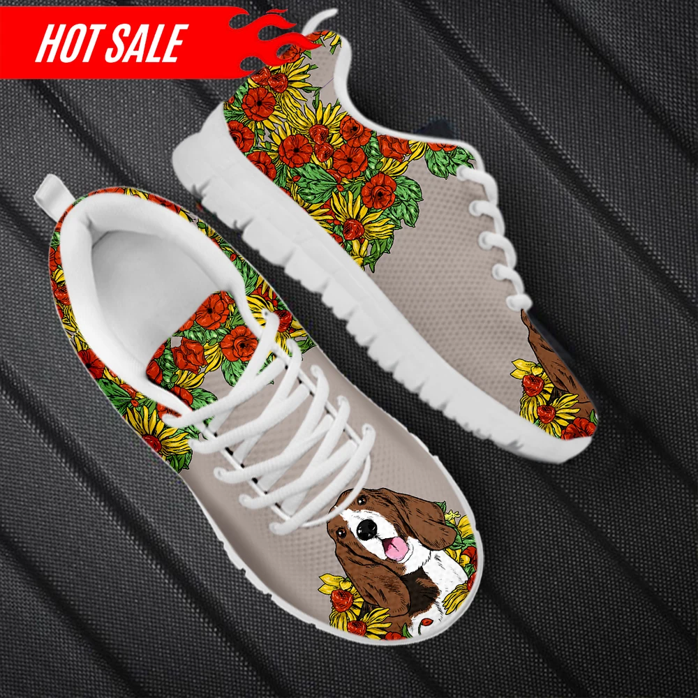 Lovely Boston Bull Terrier Floral Pattern Women Flat Shoes Wear-Resistant Casual Sneakers for Girls Zapatos Mujer