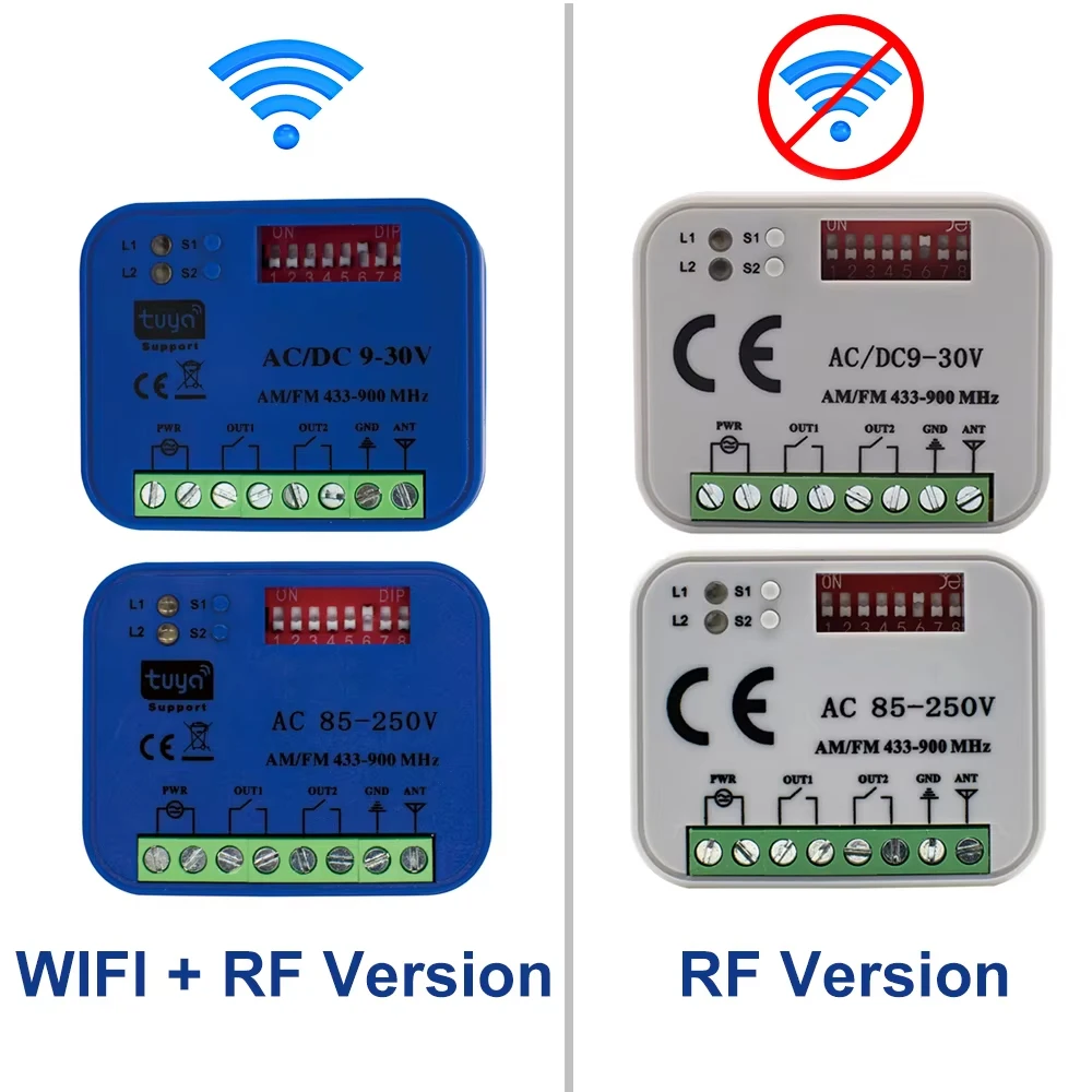 Smart Tuya Receptor Rx Multi 300-900mhz Universal Gate Garage Automation Remote Control Receiver Momentary Relay Module SMG-8122
