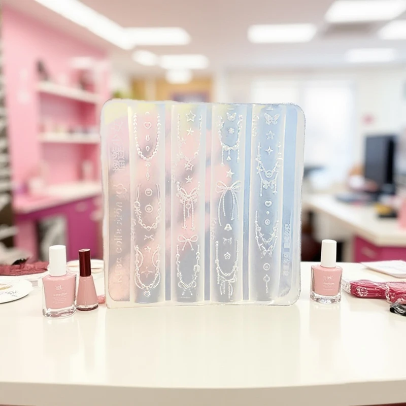 Décorations d'ongles en Silicone, bricolage, plaque d'estampage stéréoscopique, outils de manucure, chaînes de perles d'ongles, moule à nœud de sculpture