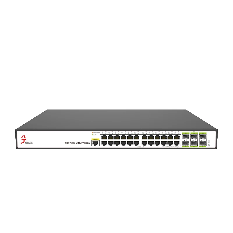 XikeStor 30 Ports 2.5G L2 Managed Ethernet Switch 24*2.5G RJ45 6*10G SFP+ Support VLAN Division/Port Aggregation Plug and Play