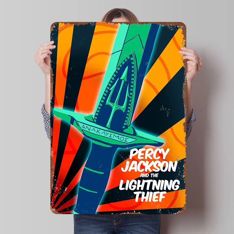 Lightning Thief Printed Poster Customized Wall Art Retro Vintage Metal Tin Signs for Home Gaming Decoration Room Wand Deko House