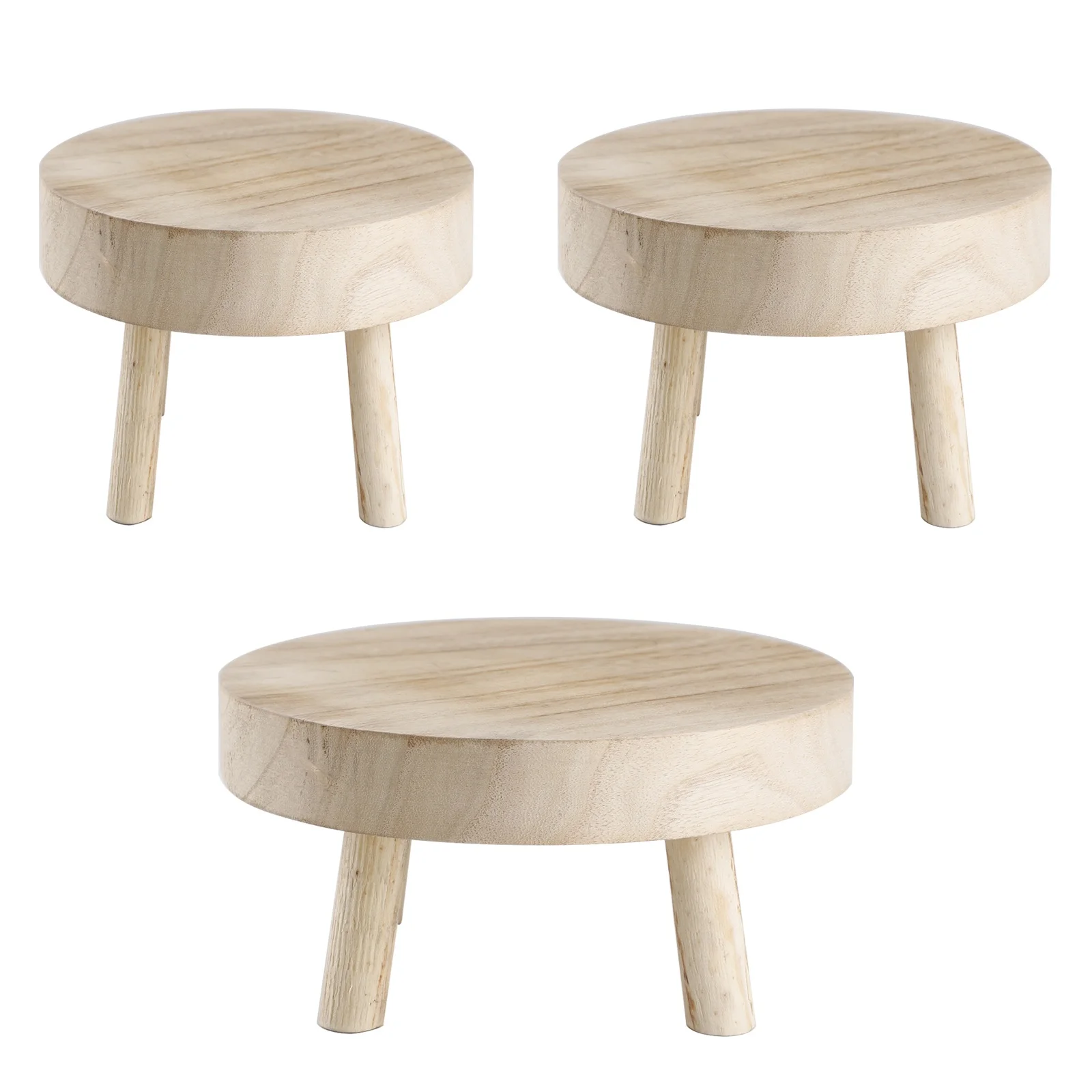 Wood Plant Stand Modern Plant Stool for Living Room Balcony Office Burnt Amber Color Leg Height 6CM