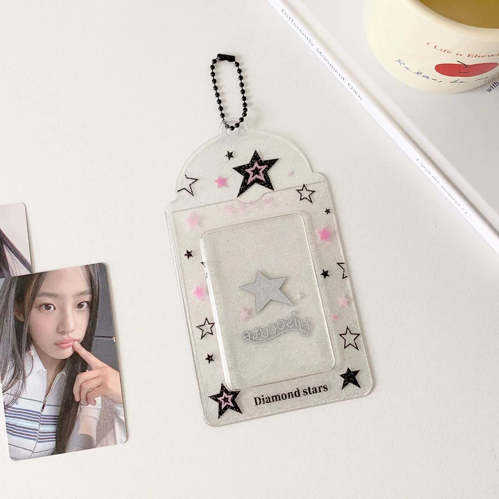Star Strawberry Korean Photocard Holder PVC Card Cover Hanging Decoration ID Photo Photocard Frame Picture Keychain Pendant