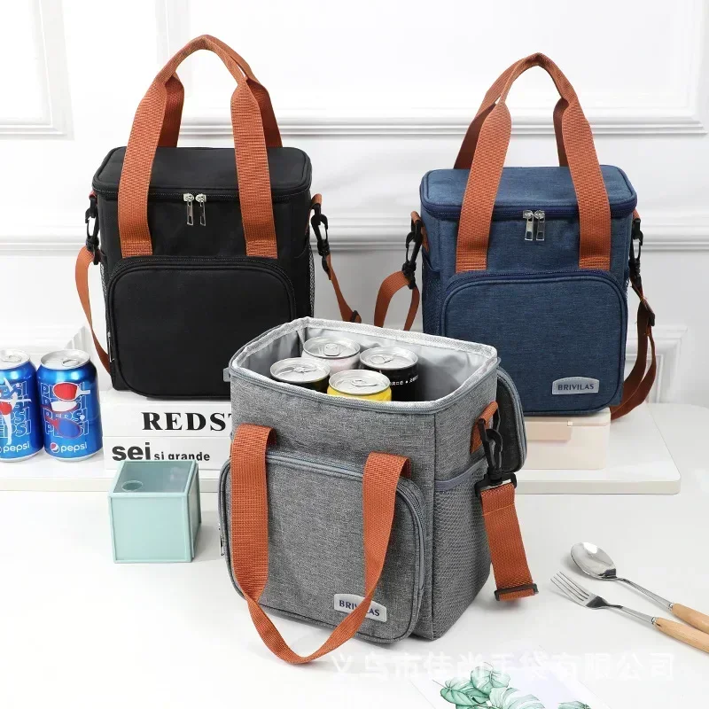 Portable Thermal Lunch Bag Picnic Food Cooler Bags Insulated Case Durable Waterproof Office Lunchbag Shoulder Strap Cooling Box