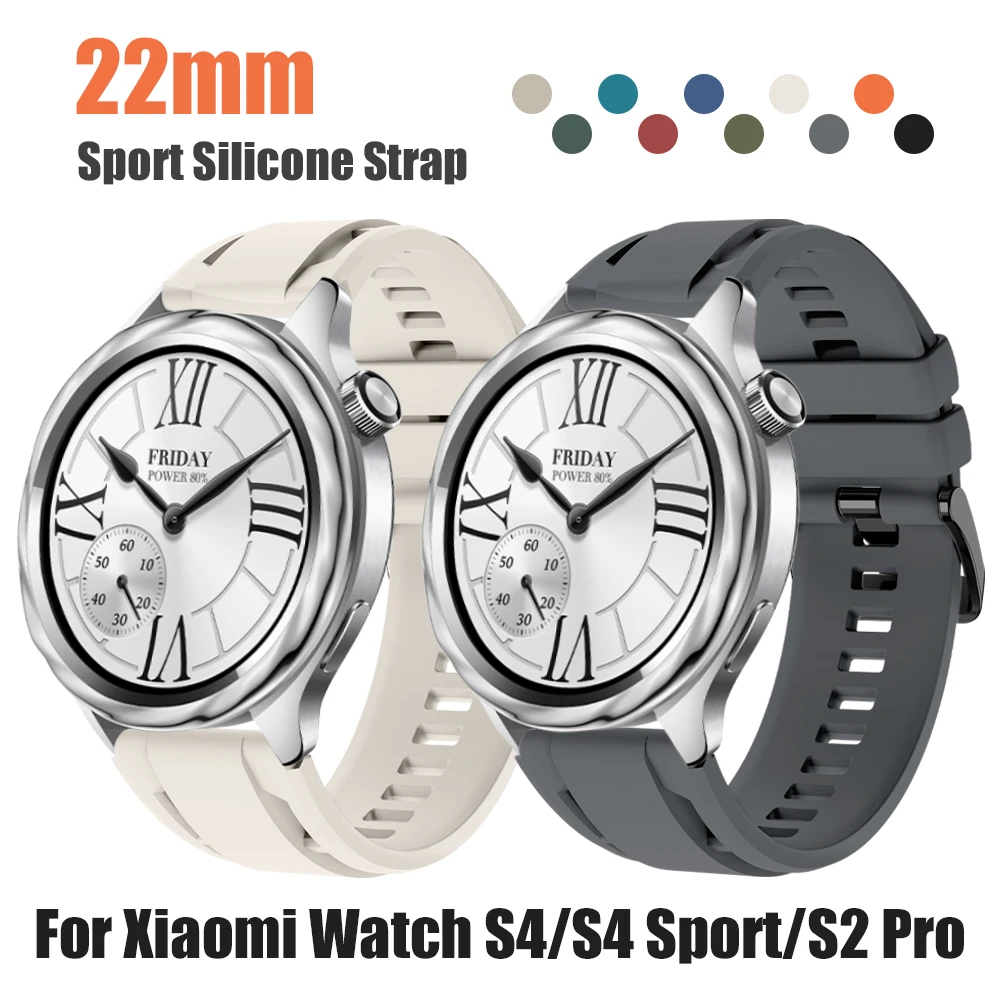 22mm Silikonarmband für Xiaomi Watch S4/S4 Sport Ersatzarmband für Xiaomi Watch S2 Pro/S3/S2 46mm/42mm/S1