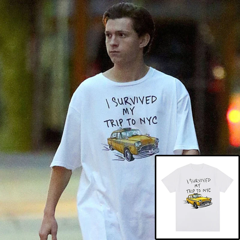 Tom Holland T-shirt I Survived My Trip To NYC Cotton Men T shirt New TEE TSHIRT Womens Tops