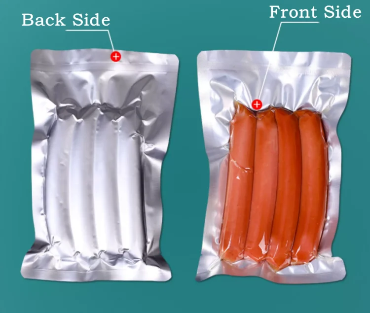 100PCS Long Aluminum Foil Vacuum Storage Bag DIY Logo Duck Necks Meat Skewers Prawns Sausages Chicken Legs Packaging Pouches
