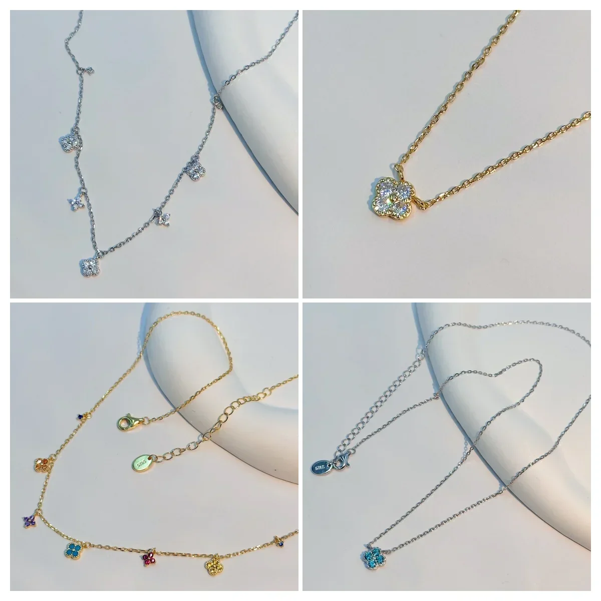 2026 New S925 Sterling Silver Gold Plated Choker Necklace Beloved Multicolor with Flowers'charms Feeling Whose Petals for Women