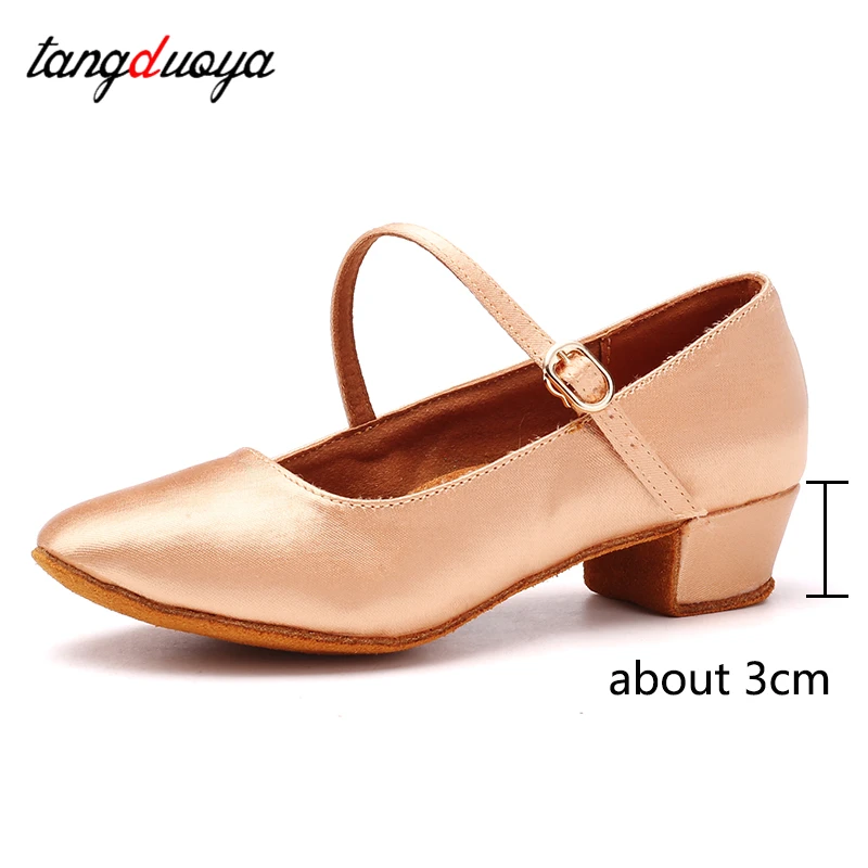 Salsa dancing shoes woman low heels 3cm Silk soft sole Girl modern dance shoes women practice closed toe children Dancing shoes