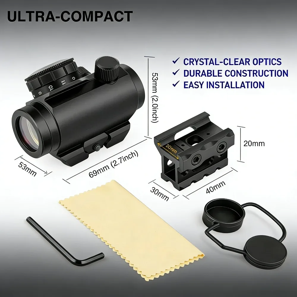 

Adjustable Red Dot Monocular Telescope Toy for Motorcycle - Sturdy Metal Raised Base, Precise Vertical & Horizontal Adjustment