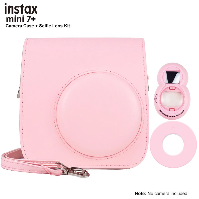 Fujifilm Instax Mini 7+ Instant Film Camera Accessories-PU Carry Bag Transparent Case Shoulder Strap and Close-up Selfie Lens