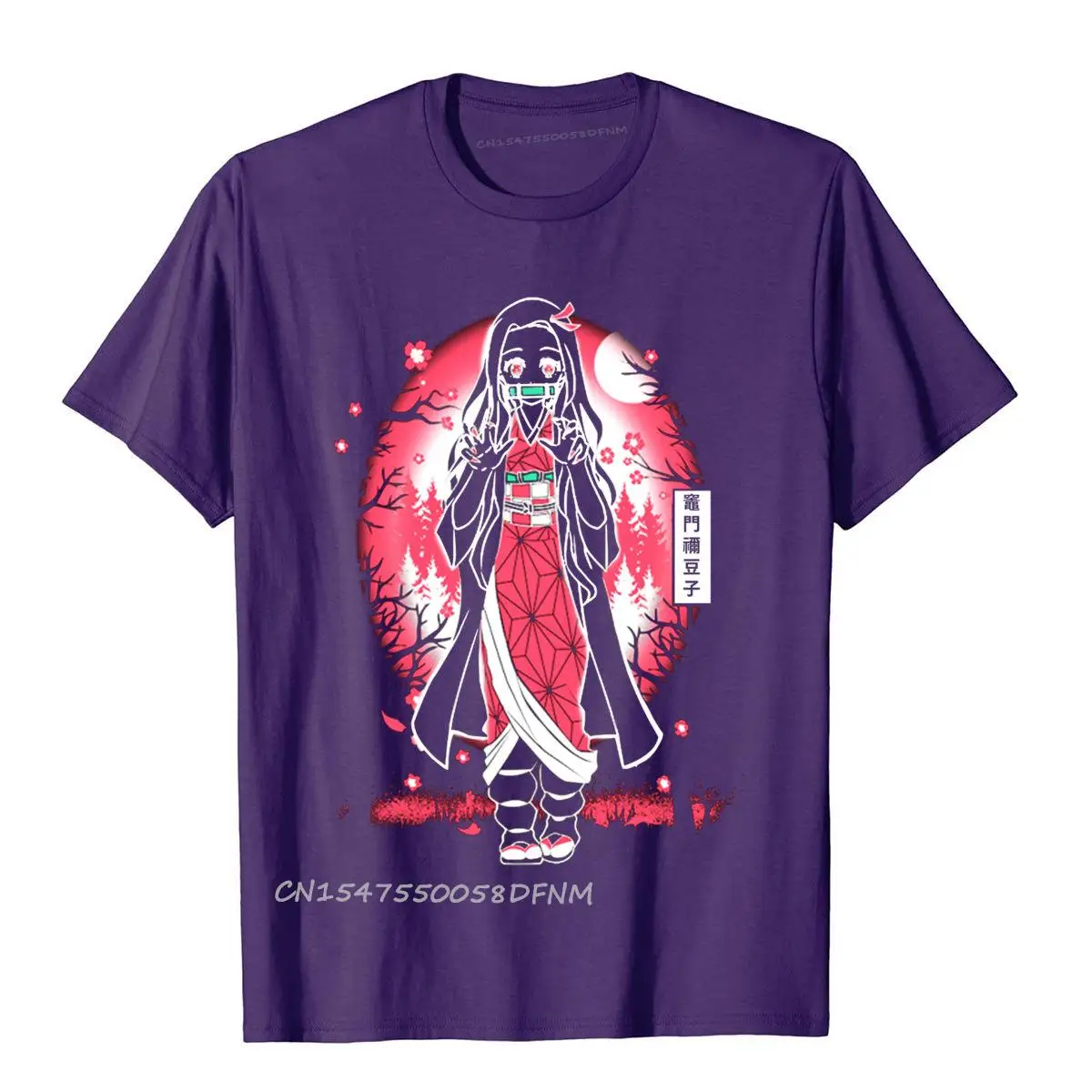 Japanse Kunst Nezuko Demon Anime Premium Katoen Normale Tees Modieuze Jonge T-shirts Gedrukt Op