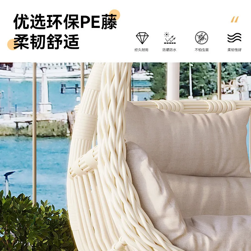 Hanging Basket Rattan Chair Lazy Rocking   Courtyard Double Hanging Chair Indoor Hammock Househol