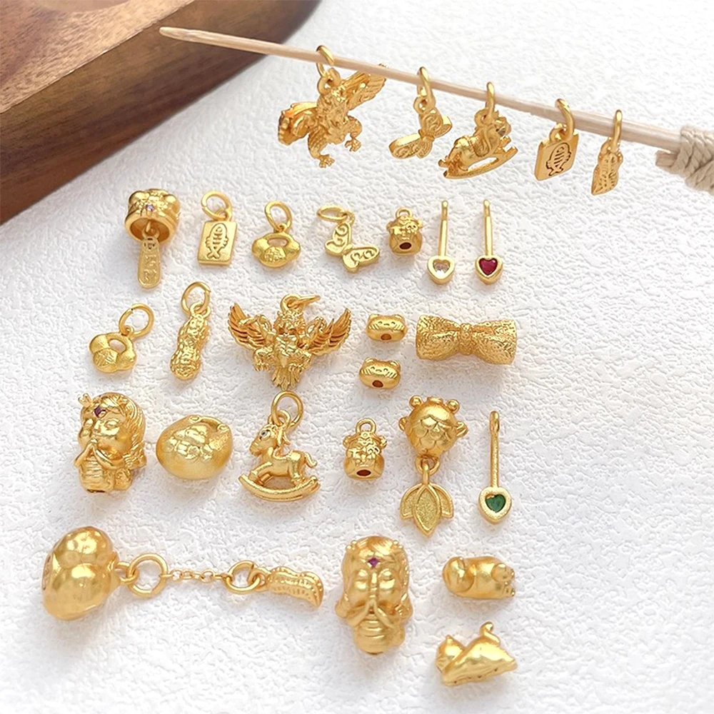 

Brass Coated Gold Chinese Style Mermaid Love Bear Pendant DIY Makes Fashionable Jewelry Necklace Bracelet Accessory Materials