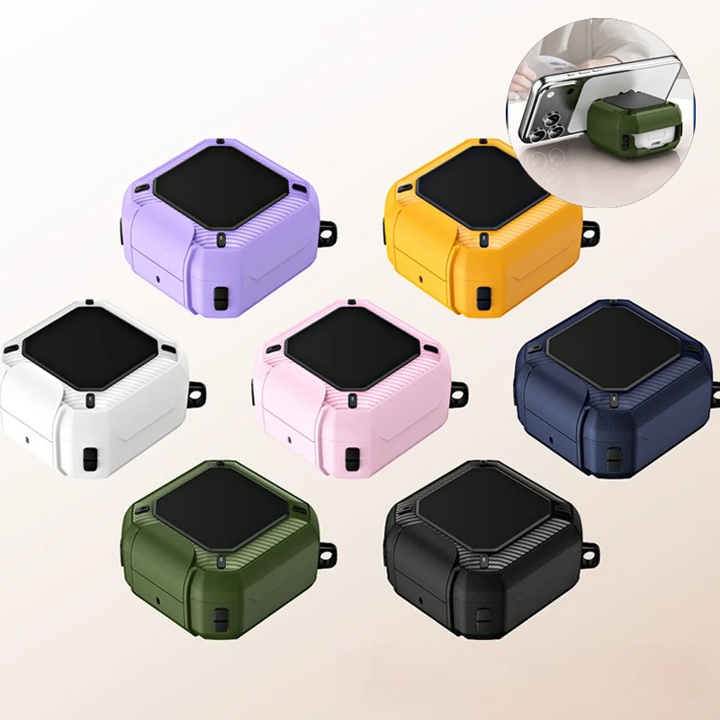 Hidden Stand Earphone Case For Samsung Galaxy Buds4 Pro Buds 4 Shockproof PC Hard Shell Cover For Wireless Earbuds Accessories