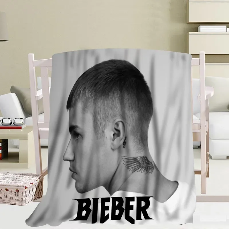 Custom Justin Bieber  Blankets Travel Sofa Coral fleece fabric Blankets Soft Fluffy Warm Sofa Bed Throw Blanket More Size image 2