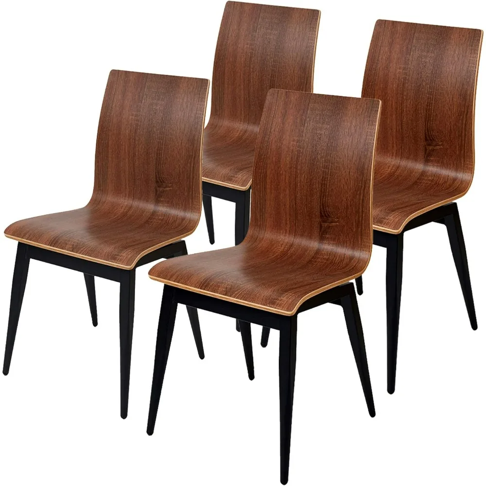 Stackable Bentwood Dining Chairs with Metal Legs Kitchen Restaurant Bistro Cafe Side Chairs,Set of 4(Dark Brown)