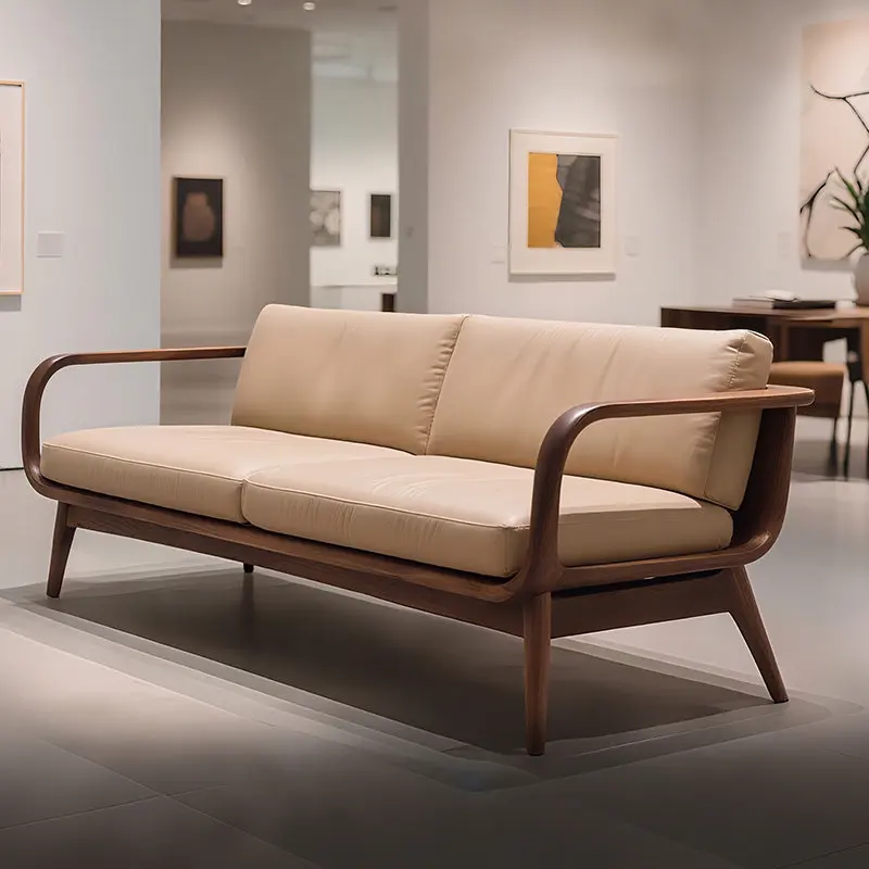 

Новый дизайнерский диван из массива черного ореха с кожаной обивкой, трехрядный, для офиса, отдыха и отелей, класса люкс