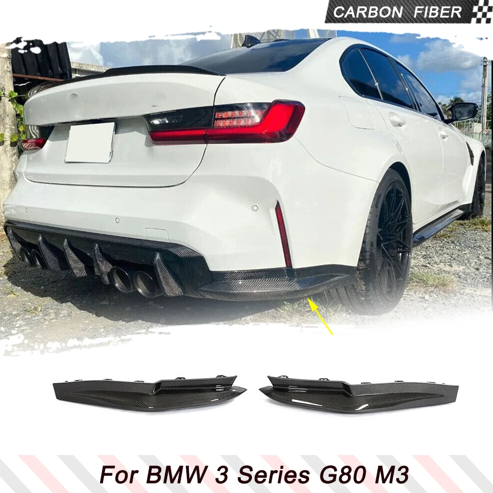 Car Rear Bumper Splitters Canards Flaps Apron for BMW 3Series G80 M3 2021-2023 Real Carbon Rear Diffuser Lip Splitters Winglets