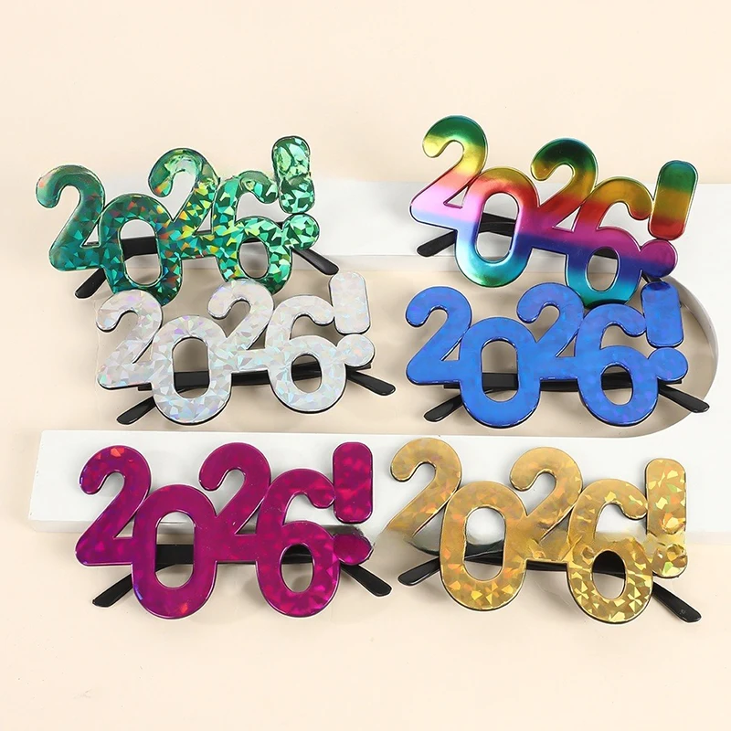 2026 عدد النظارات سنة جديدة سعيدة نظارات الماس بريق النظارات الشمسية تأثيري الدعامة عيد الميلاد الطرف الديكور نظارات مضحكة #2