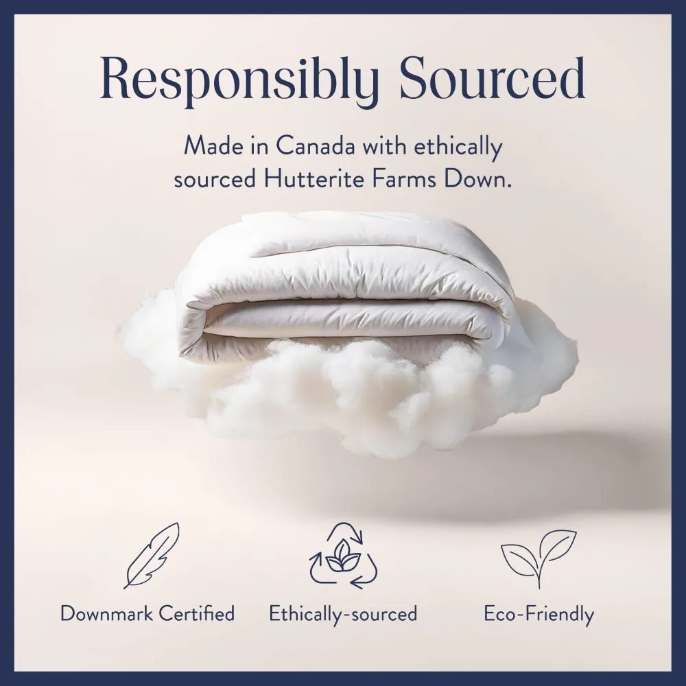 لحاف كندي طبيعي داك داون لجميع المواسم - قوة ملء 700، غطاء قطن 100%
