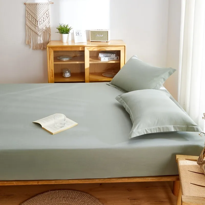 New product 1pc 100% cotton solid color mattress cover four corners with elastic band（pillowcases need order） sheets