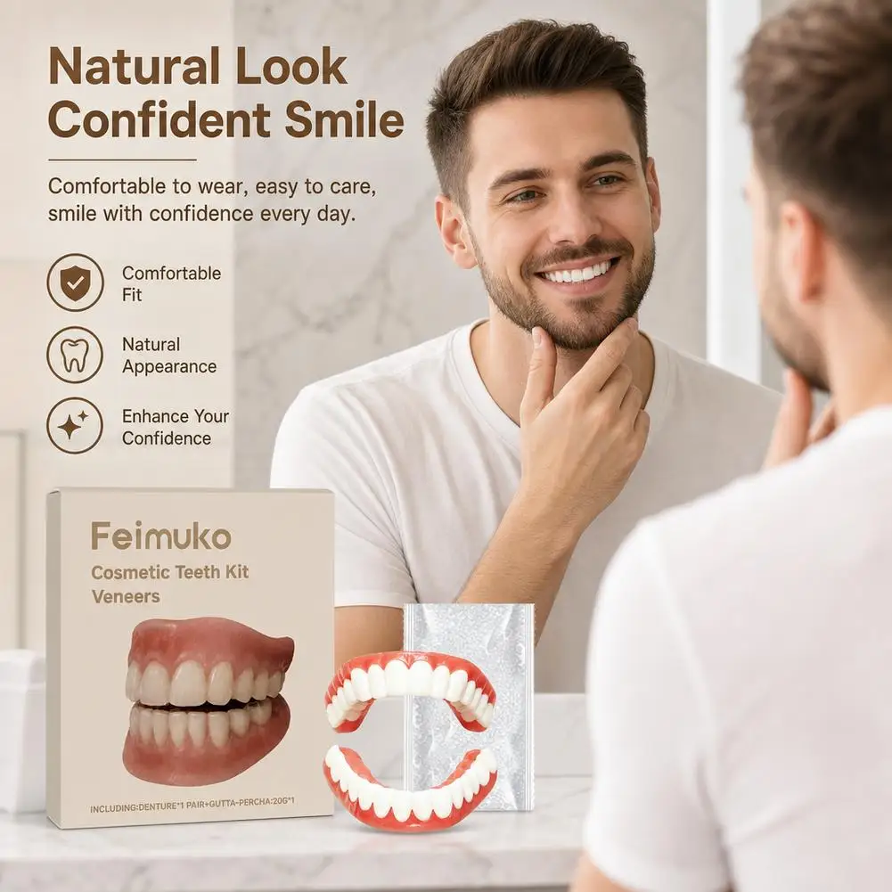 Highly Realistic Temporary Dentures Full Set Adjustable Dentures Confident Smile and Oral Care Reusable Teeth