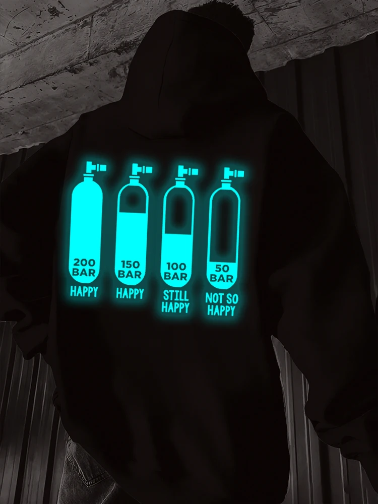 

Fun Diver 200 Bar Print Hoodies Men Women Casual Scuba Diving Lover Gifts Streetwear Long Sleeve Luminous Style Unisex Hoody
